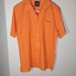 Tommy Bahama Men's Short Sleeve Linen Blend Orange Button Up Size Medium